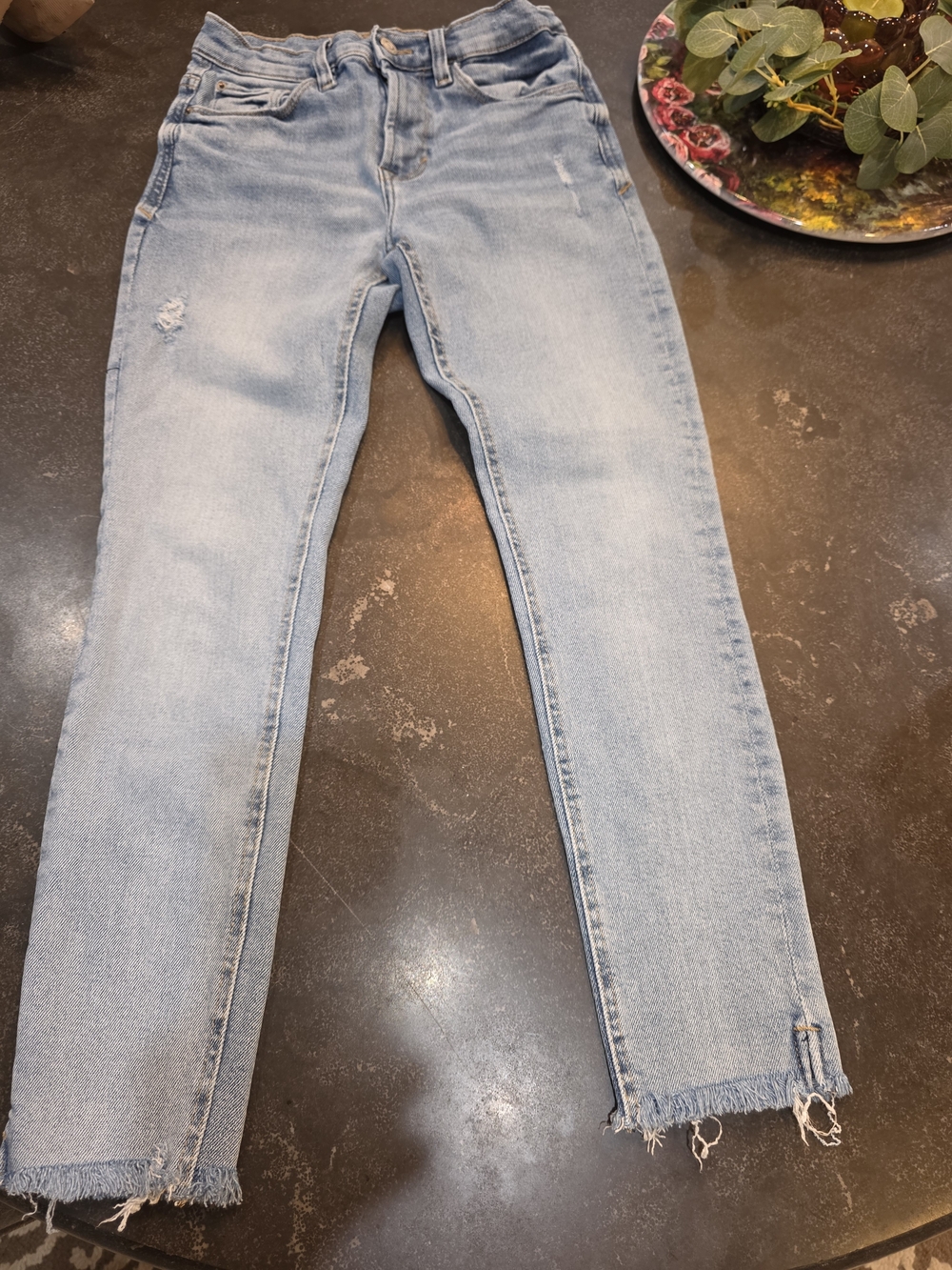 Kensie Light Blue Skinny Jeans with Distressed Hem